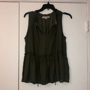 Loft | Silk Baby Doll Tank | Olive Green